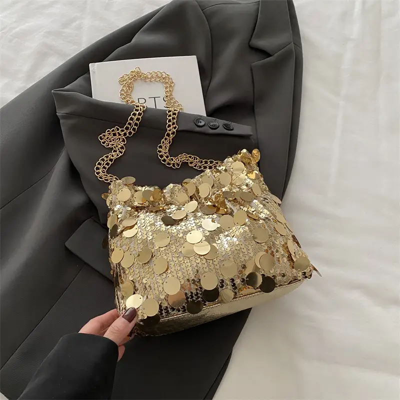 High-End Silver Sequin Crossbody Bag for Women - Image 2