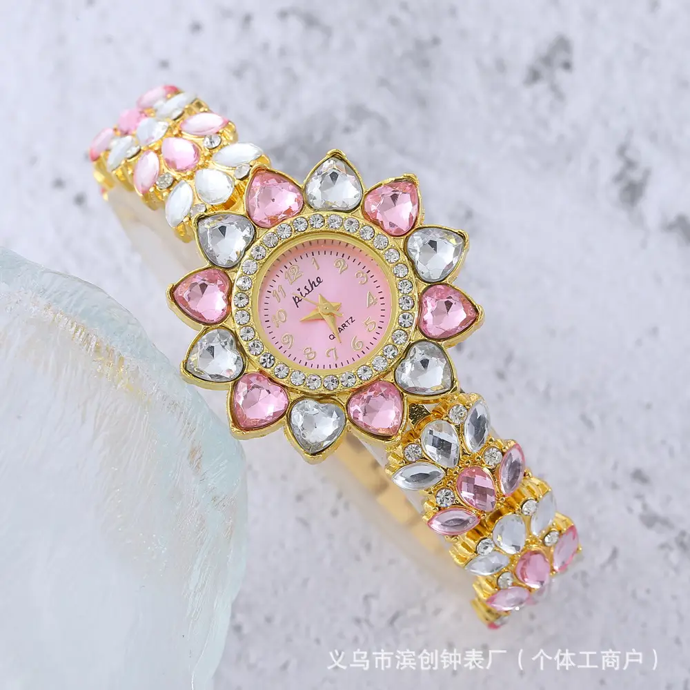 Golden Red Diamond Women's Watch with Quartz Movement - Image 4