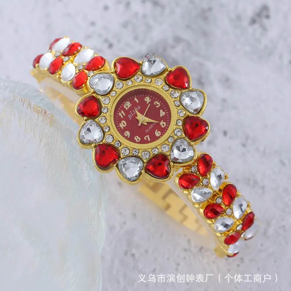 Golden Red Diamond Women's Watch with Quartz Movement - Image 6