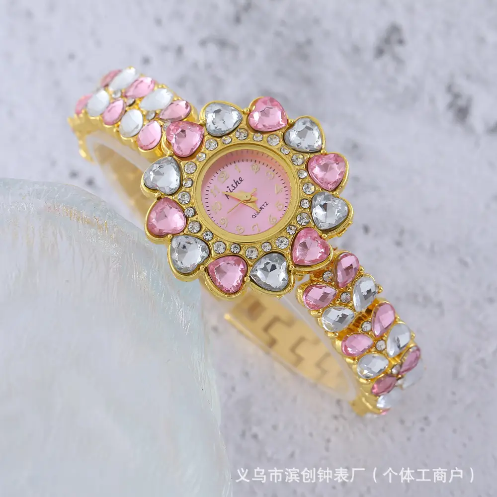 Golden Red Diamond Women's Watch with Quartz Movement - Image 8