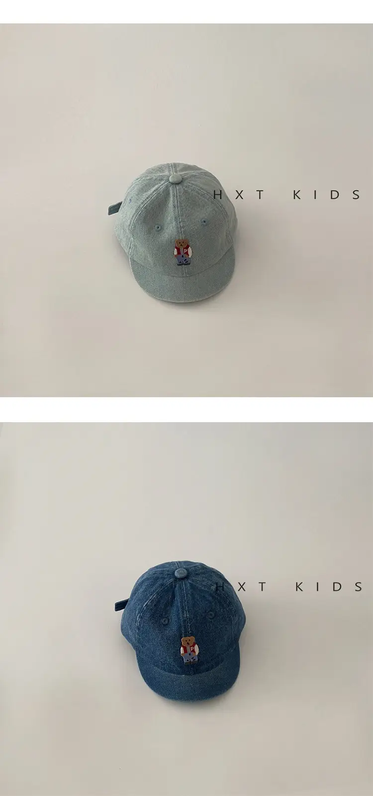 Baby Denim Cap with Bear Embroidery Washable Soft Top Hat — feature 6