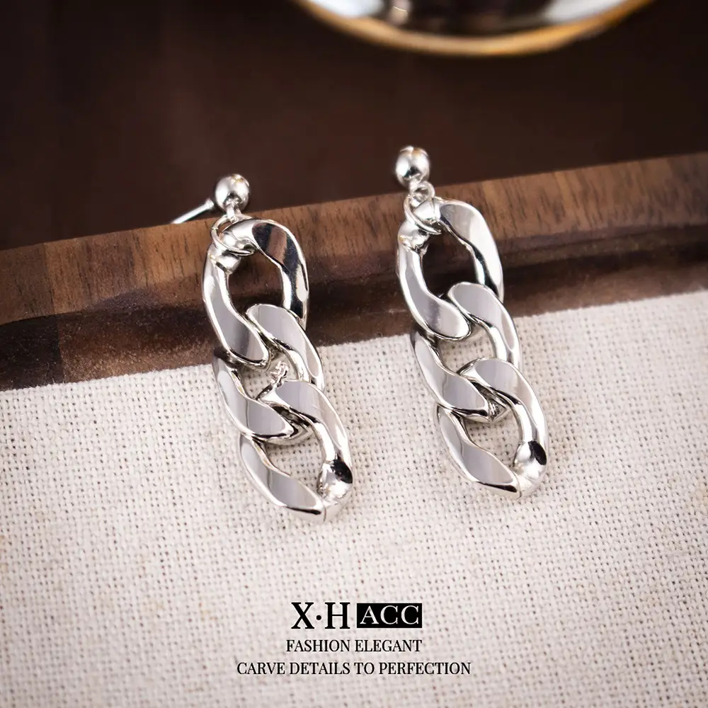Silver & Gold Chain Earrings for Women - Image 6