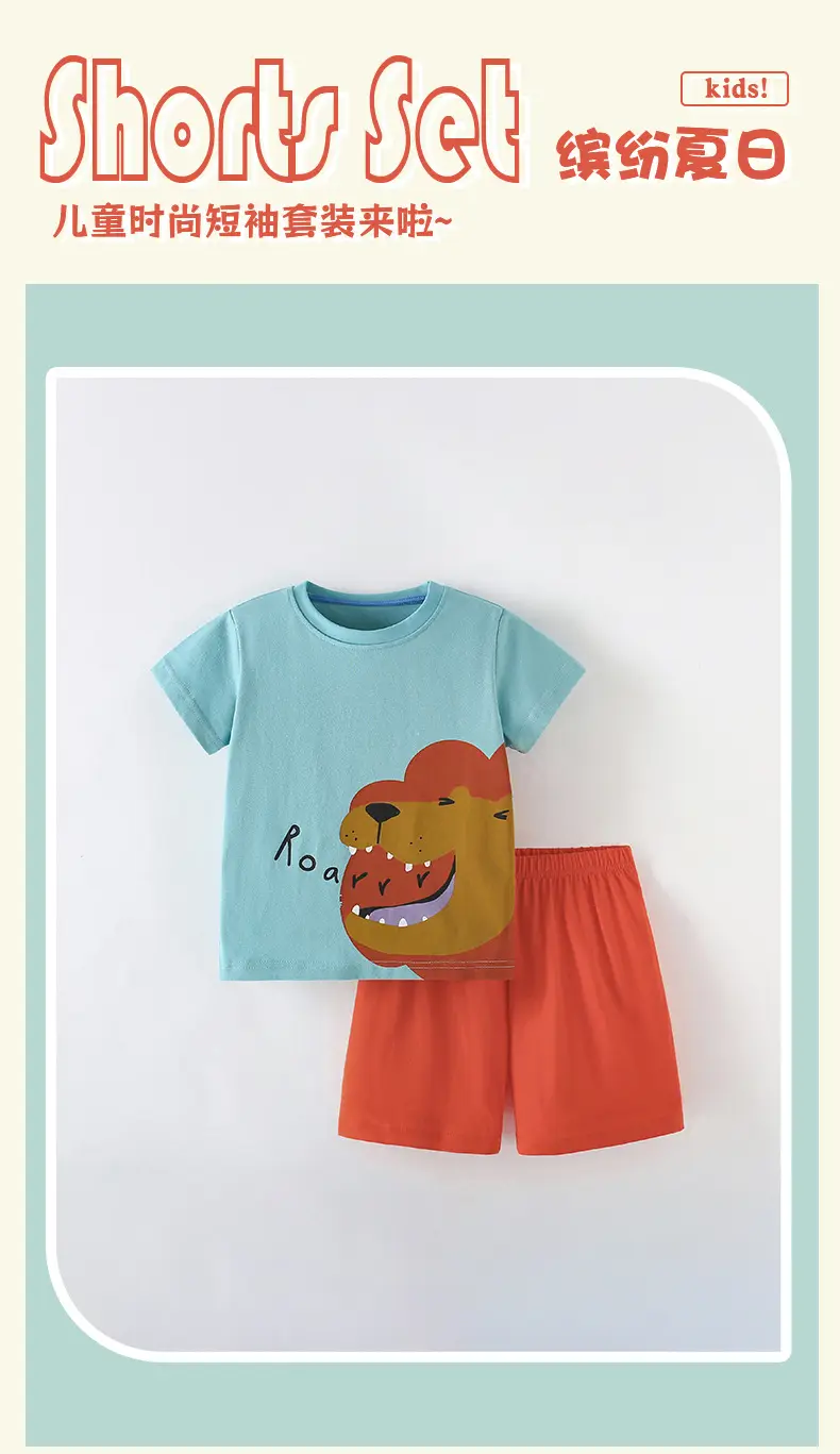 European & American Boys T-Shirt Shorts Set Summer — feature 2