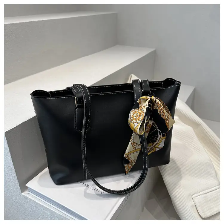 Women's Brown Leather Shoulder Bag with Silk Bow — feature 22