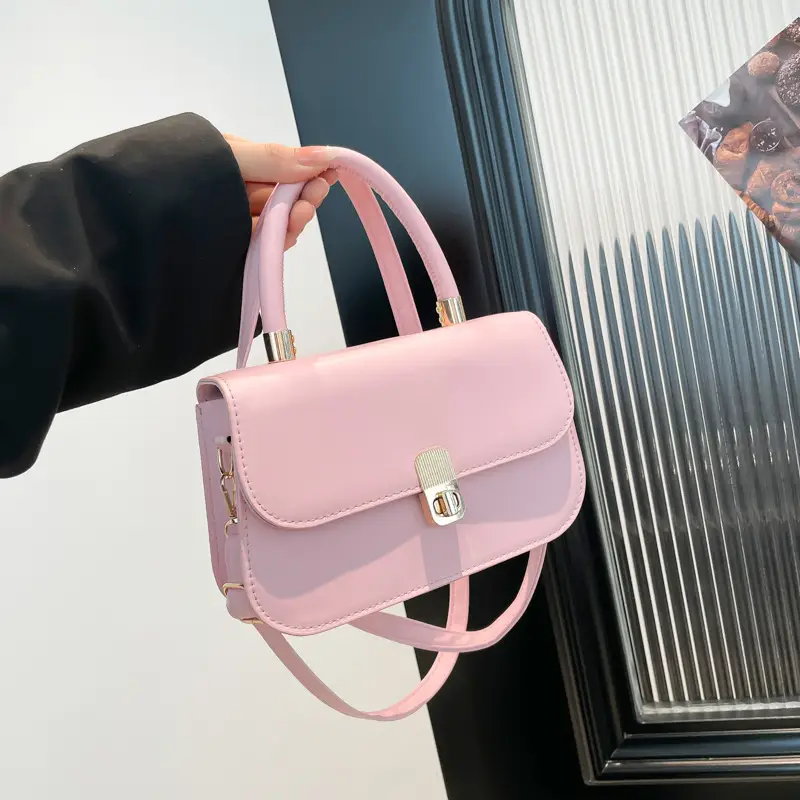 Women's Cream Textured Shoulder Crossbody Bag with Gold Clasp - Image 9