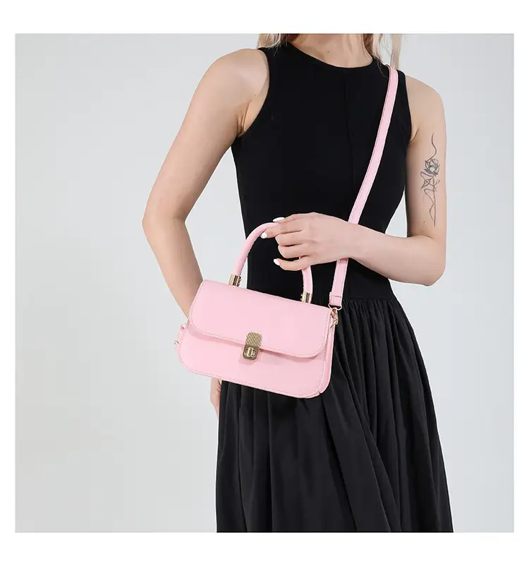 Women's Cream Textured Shoulder Crossbody Bag with Gold Clasp — feature 14