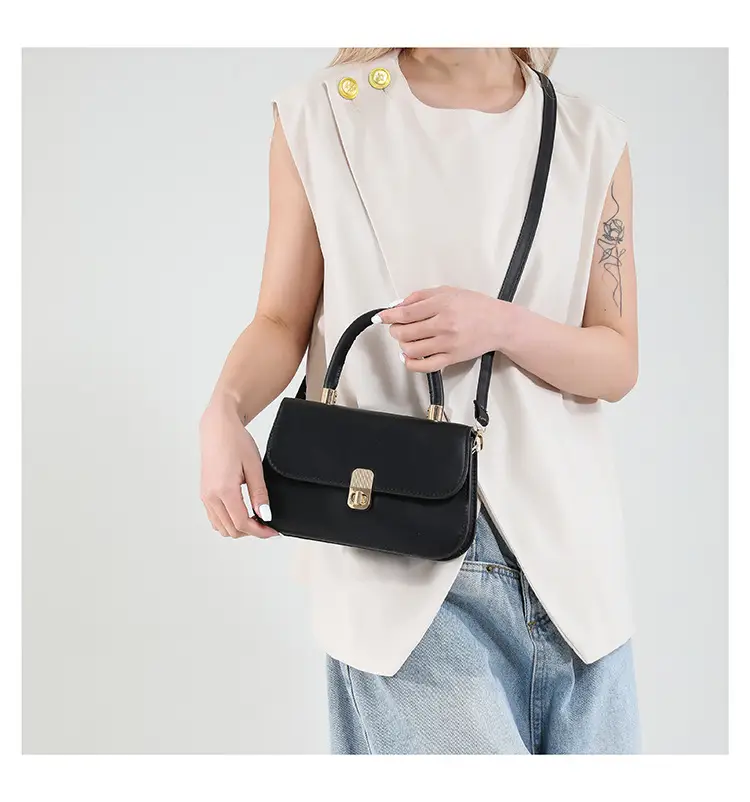 Women's Cream Textured Shoulder Crossbody Bag with Gold Clasp — feature 23