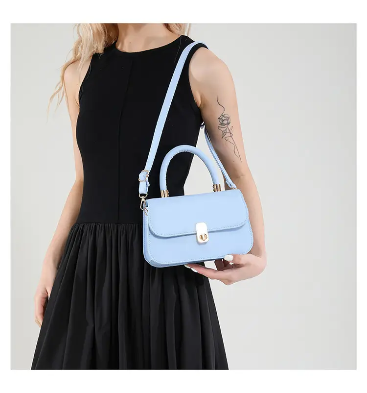 Women's Cream Textured Shoulder Crossbody Bag with Gold Clasp — feature 8