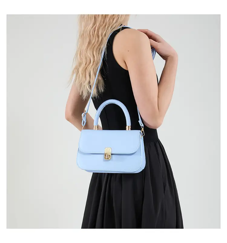Women's Cream Textured Shoulder Crossbody Bag with Gold Clasp — feature 9