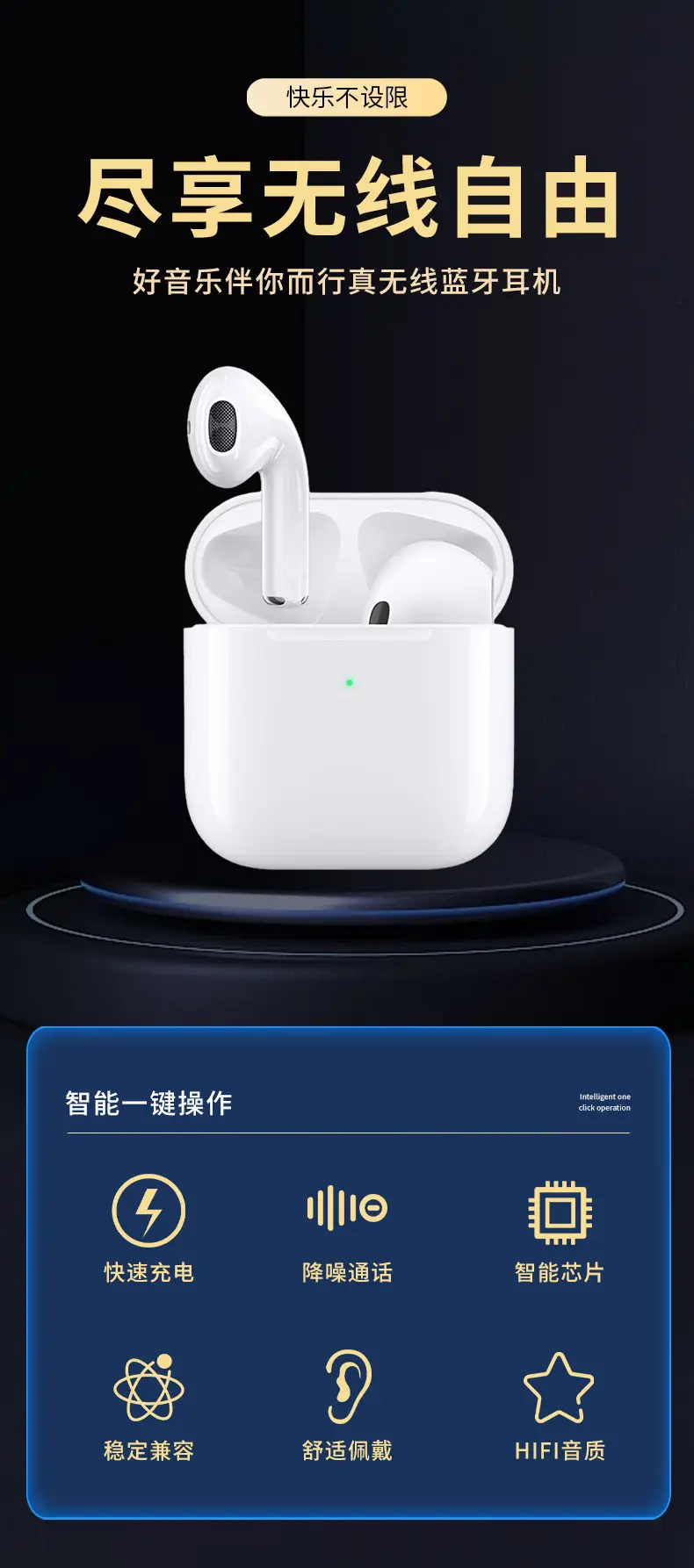 New pro4 Huaqiang North Fourth Generation Binaural Touch Wireless Bluetooth Headset HD Stereo Low Noise Bluetooth Headset — feature 2