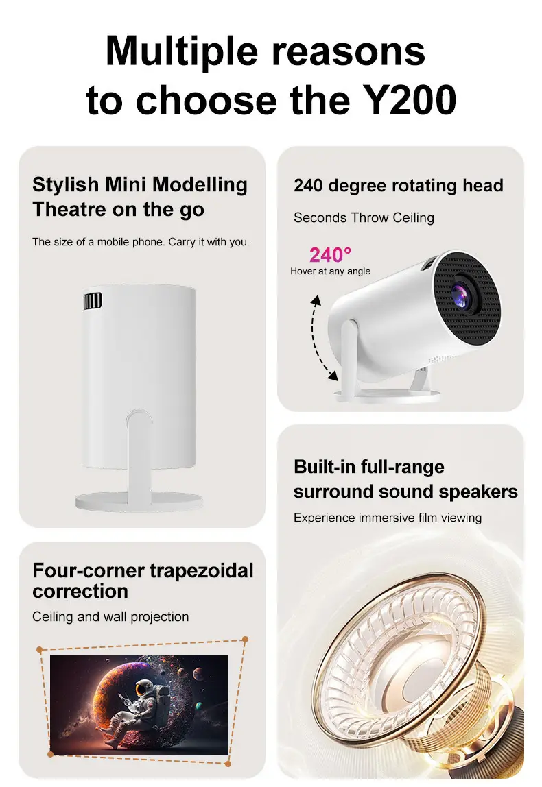 Hy200 Projector Is Exclusively Available for Cross-Border Use, Wireless Projector for Home and Outdoor Use, Car-Mounted Projector, Hy300Mini Wireless Screen Projection — feature 4