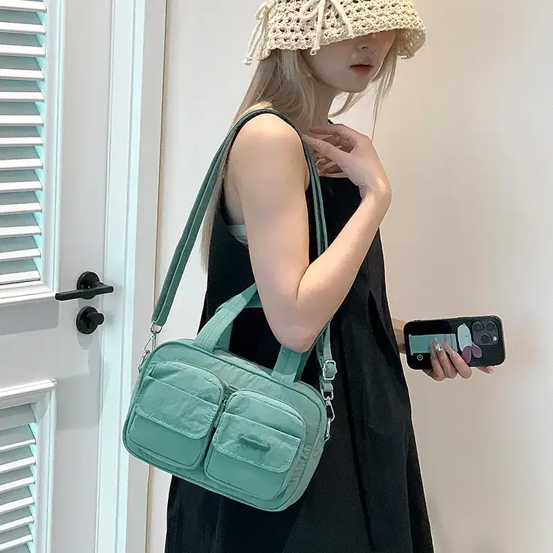Light Blue Multi-Pocket Shoulder Crossbody Bag for Women — feature 25