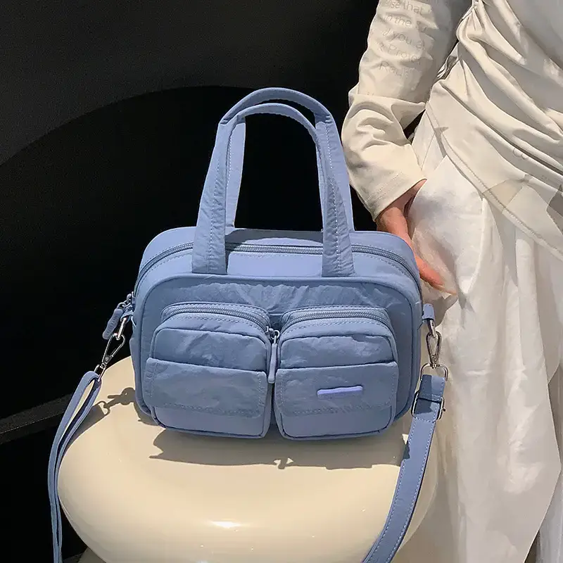 Light Blue Multi-Pocket Shoulder Crossbody Bag for Women — feature 30