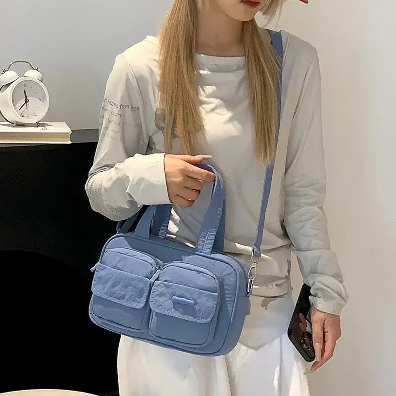Light Blue Multi-Pocket Shoulder Crossbody Bag for Women — feature 31
