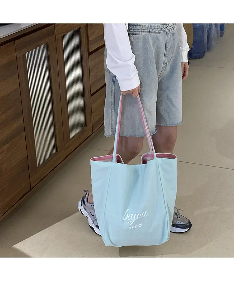 Striped Canvas Tote Bag 2024 New Korean Style — feature 22