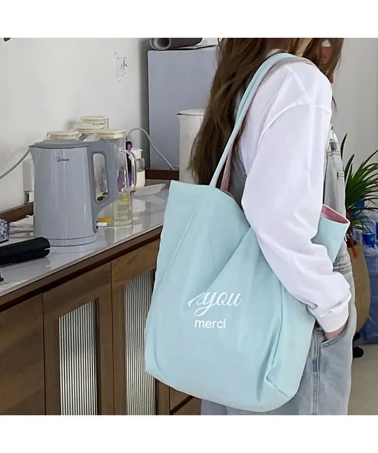 Striped Canvas Tote Bag 2024 New Korean Style — feature 25
