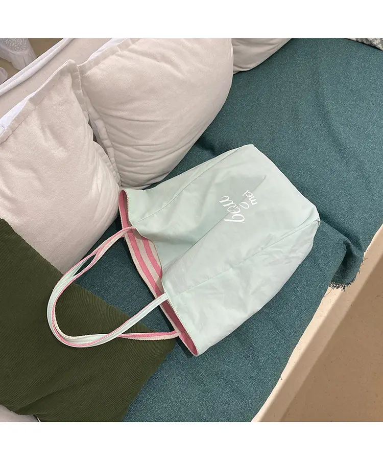 Striped Canvas Tote Bag 2024 New Korean Style — feature 7