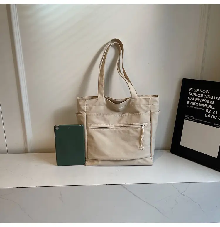 Women's Orange Nylon Shoulder Tote Bag Large Capacity — feature 16