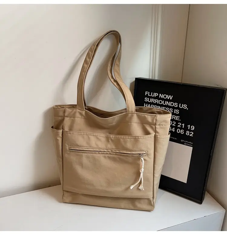Women's Orange Nylon Shoulder Tote Bag Large Capacity — feature 18