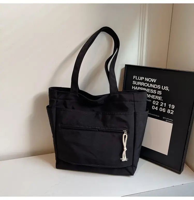 Women's Orange Nylon Shoulder Tote Bag Large Capacity — feature 20