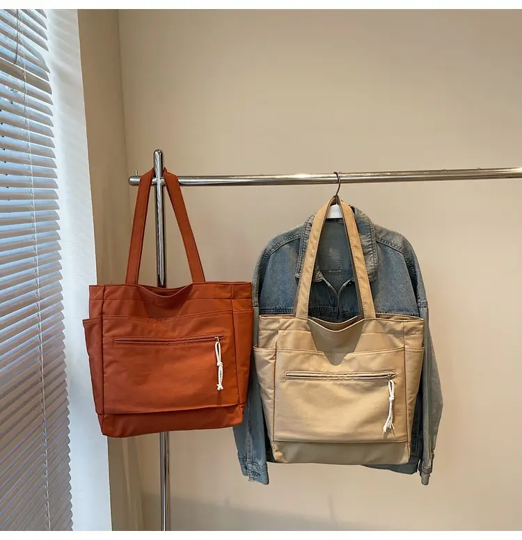 Women's Orange Nylon Shoulder Tote Bag Large Capacity — feature 21