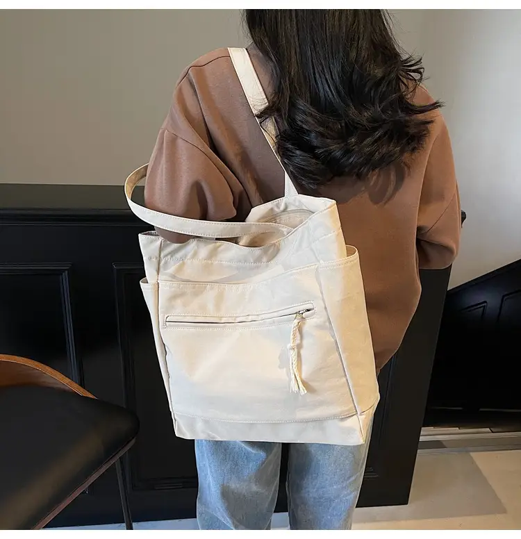 Women's Orange Nylon Shoulder Tote Bag Large Capacity — feature 31