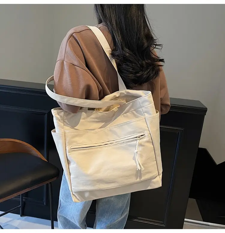 Women's Orange Nylon Shoulder Tote Bag Large Capacity — feature 32