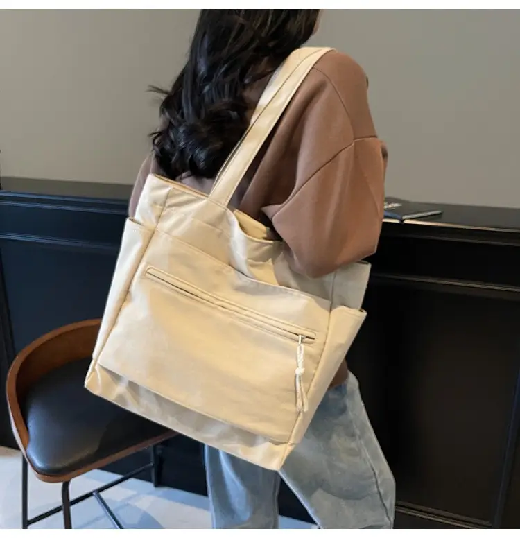 Women's Orange Nylon Shoulder Tote Bag Large Capacity — feature 33