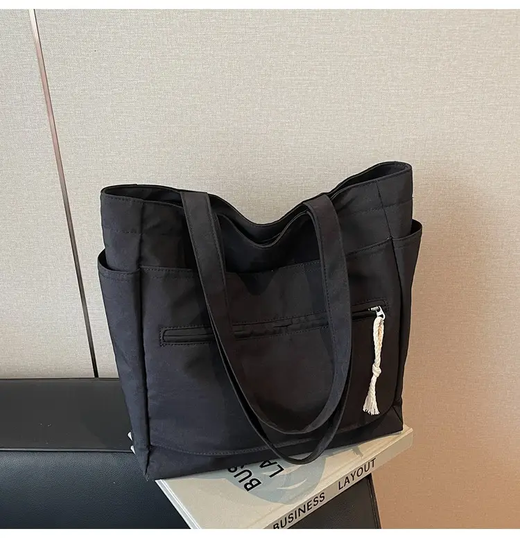 Women's Orange Nylon Shoulder Tote Bag Large Capacity — feature 36