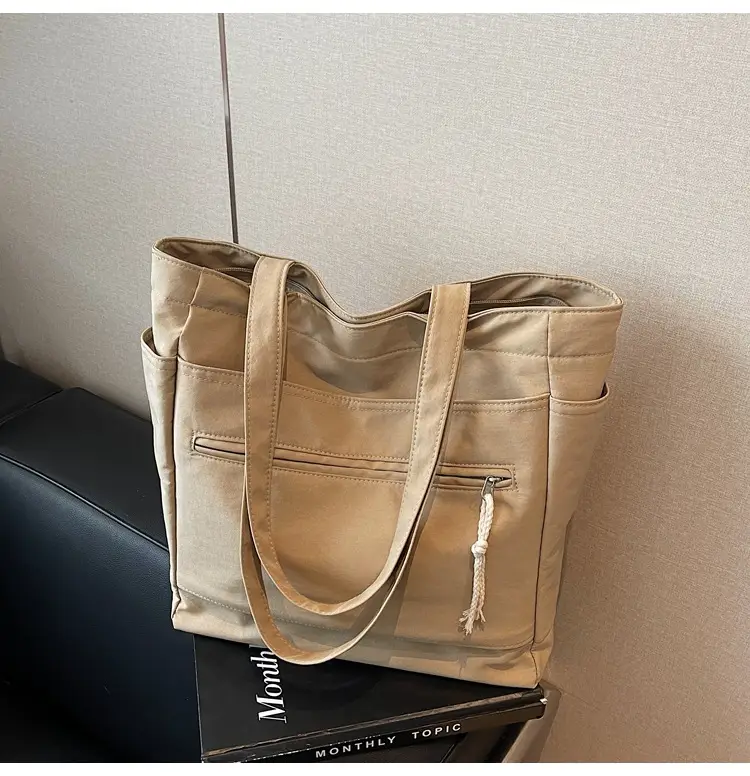 Women's Orange Nylon Shoulder Tote Bag Large Capacity — feature 37