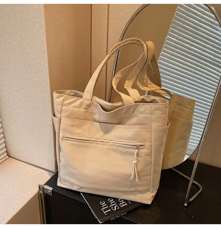Women's Orange Nylon Shoulder Tote Bag Large Capacity — feature 39