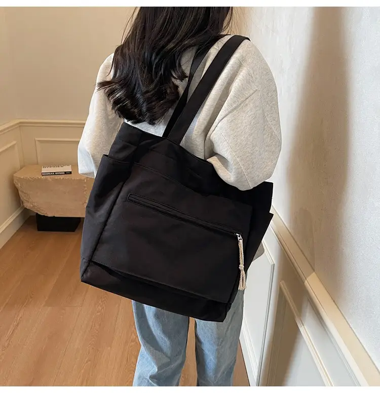 Women's Orange Nylon Shoulder Tote Bag Large Capacity — feature 42