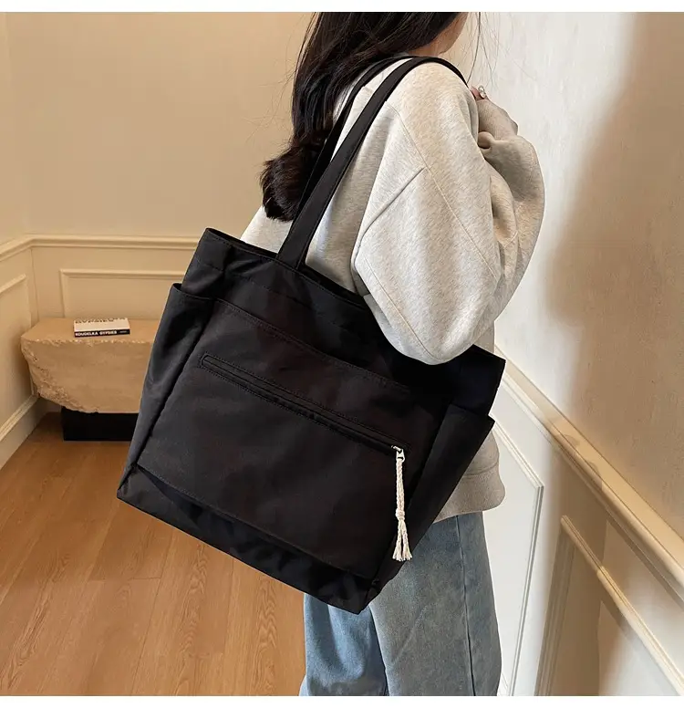 Women's Orange Nylon Shoulder Tote Bag Large Capacity — feature 43
