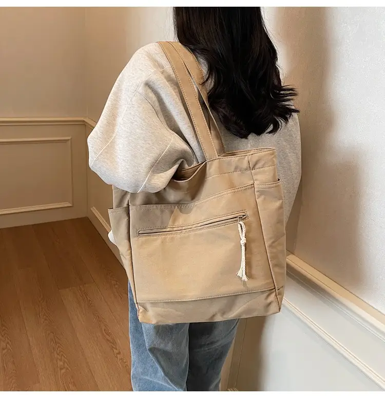 Women's Orange Nylon Shoulder Tote Bag Large Capacity — feature 47