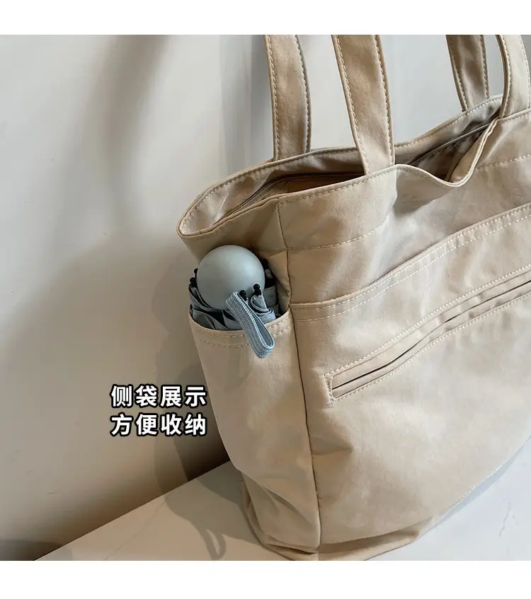 Women's Orange Nylon Shoulder Tote Bag Large Capacity — feature 6