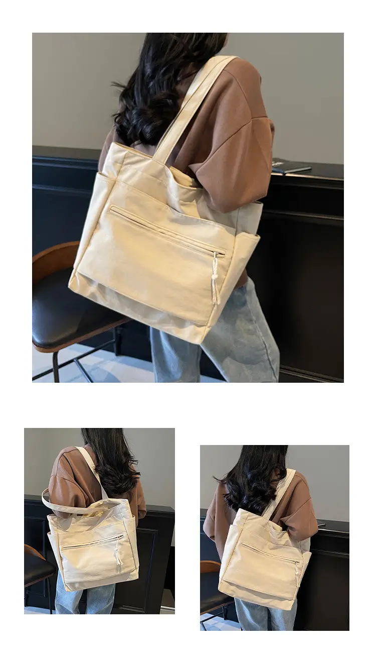 Women's Orange Nylon Shoulder Tote Bag Large Capacity — feature 9