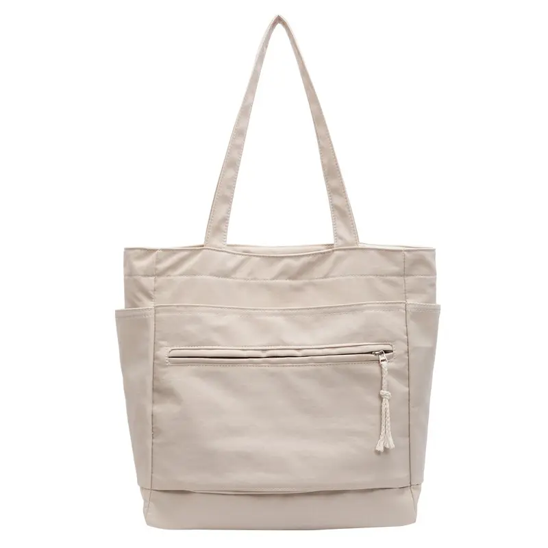 Women's Orange Nylon Shoulder Tote Bag Large Capacity - Image 2