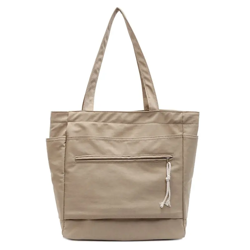 Women's Orange Nylon Shoulder Tote Bag Large Capacity - Image 3