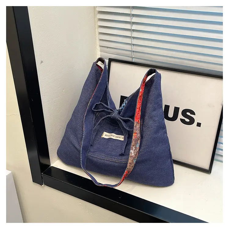 Ethnic Patchwork Shoulder Bag Large Capacity Double Sided Denim — feature 13