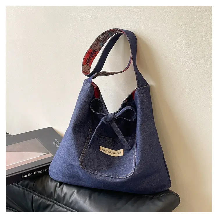 Ethnic Patchwork Shoulder Bag Large Capacity Double Sided Denim — feature 18