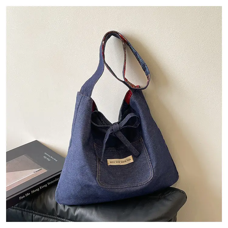 Ethnic Patchwork Shoulder Bag Large Capacity Double Sided Denim — feature 19