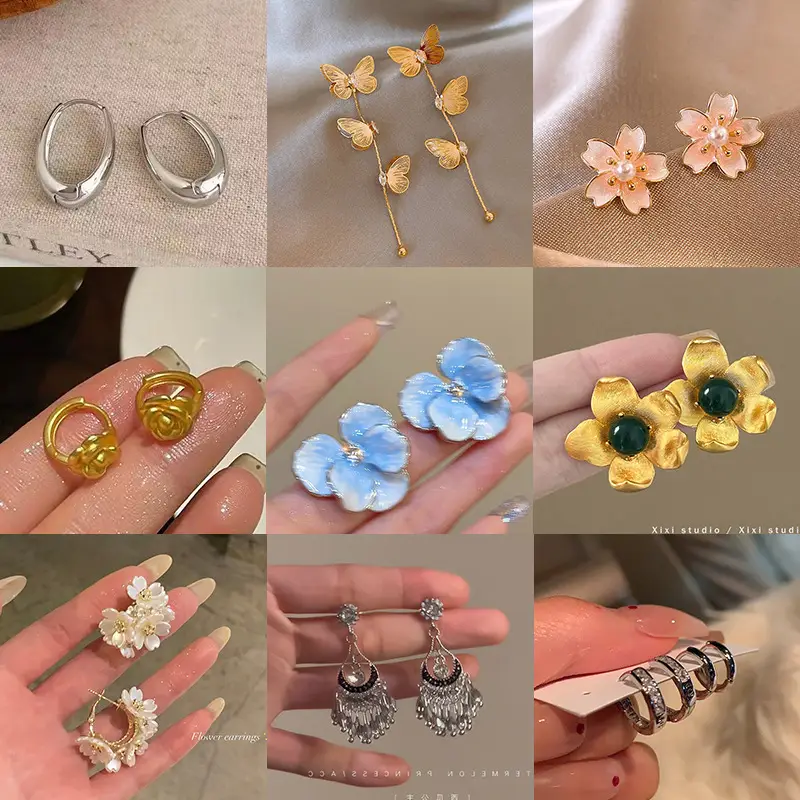 2025 Flower Tassel Earrings for Women Pink Blue White - Image 23