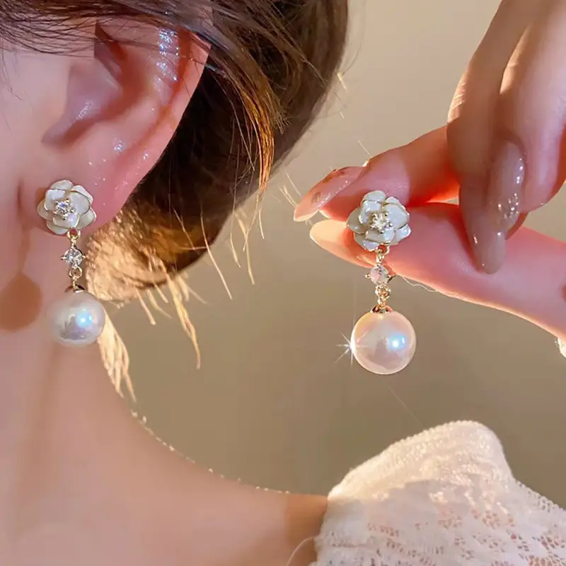 2025 Flower Tassel Earrings for Women Pink Blue White — feature 13
