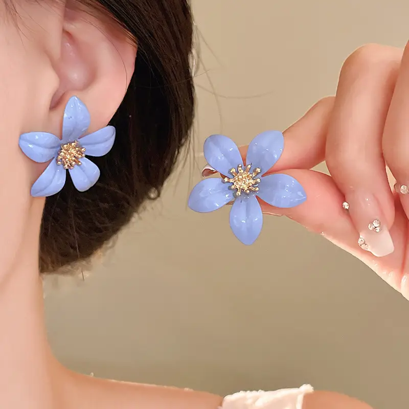 2025 Flower Tassel Earrings for Women Pink Blue White — feature 31