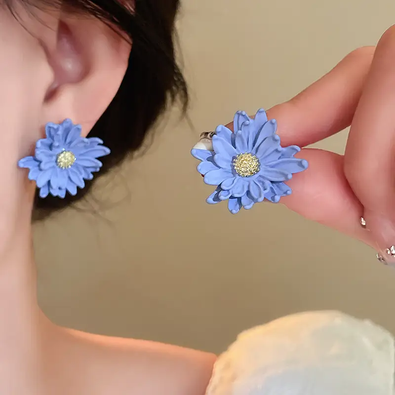 2025 Flower Tassel Earrings for Women Pink Blue White — feature 36