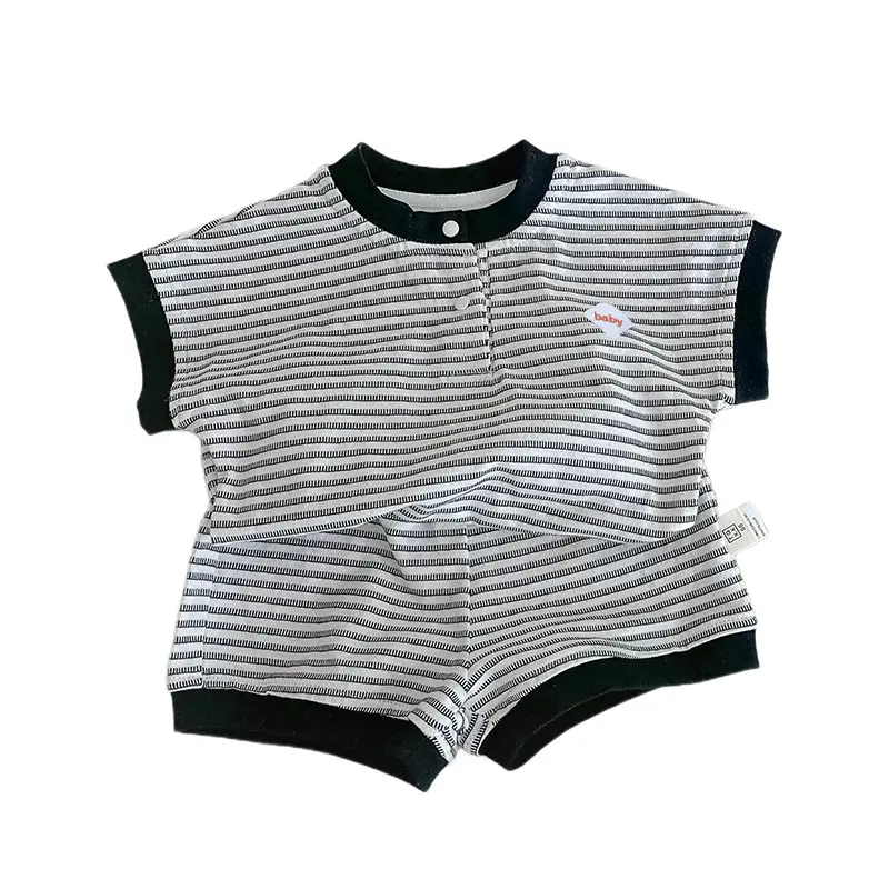 Baby Striped Shorts Set Yellow Cotton Boys Summer - Image 7