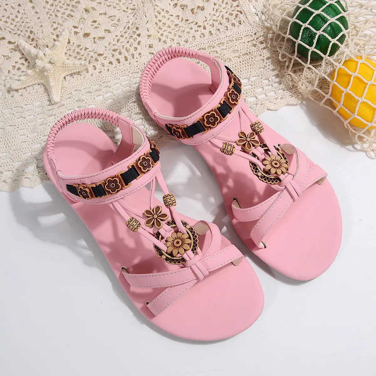 Women's Brown Floral Strap Sandals Plus Size 2025 — feature 12