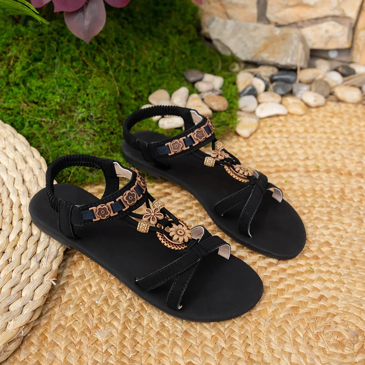 Women's Brown Floral Strap Sandals Plus Size 2025 — feature 5