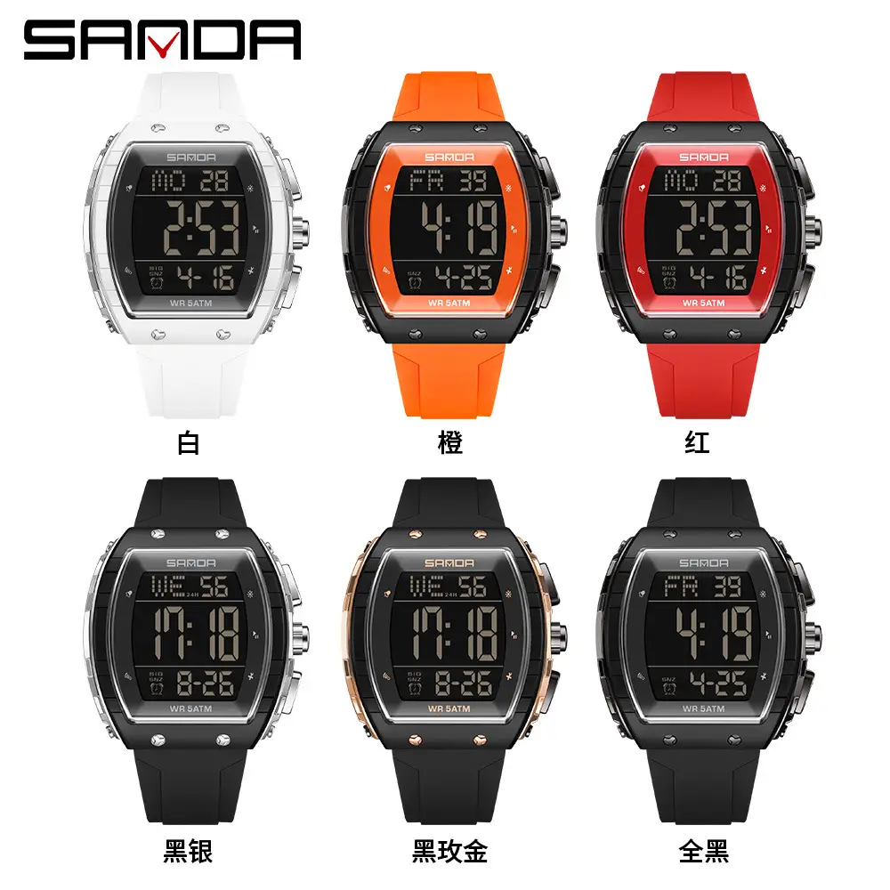 Sanda 5 ATM Waterproof Sports Watch with Luminous Red Barrel Design - Image 38