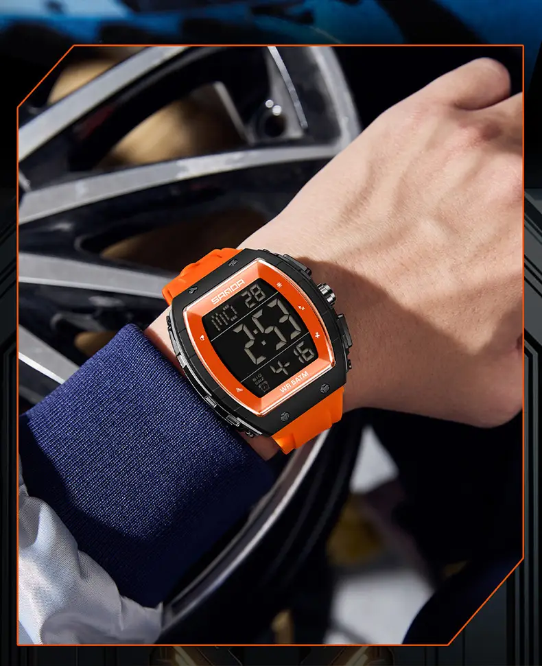 Sanda 5 ATM Waterproof Sports Watch with Luminous Red Barrel Design — feature 14